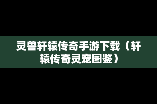 灵兽轩辕传奇手游下载（轩辕传奇灵宠图鉴）