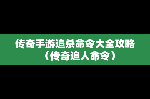 传奇手游追杀命令大全攻略（传奇追人命令）
