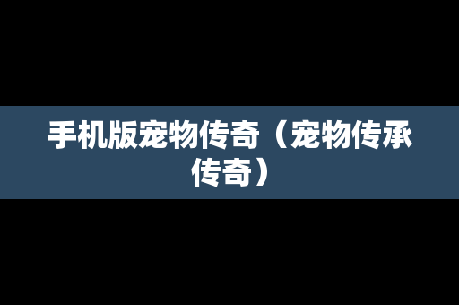 手机版宠物传奇（宠物传承传奇）