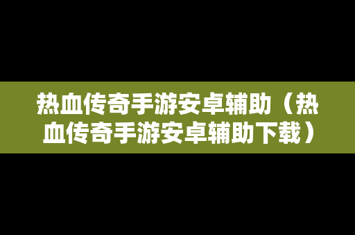 热血传奇手游安卓辅助（热血传奇手游安卓辅助下载）