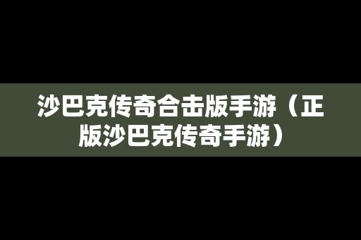 沙巴克传奇合击版手游（正版沙巴克传奇手游）