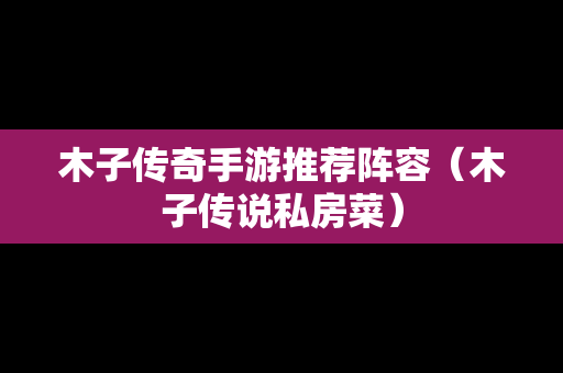 木子传奇手游推荐阵容（木子传说私房菜）