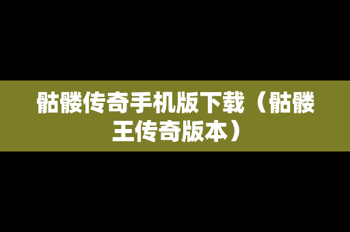 骷髅传奇手机版下载（骷髅王传奇版本）