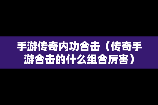 手游传奇内功合击（传奇手游合击的什么组合厉害）