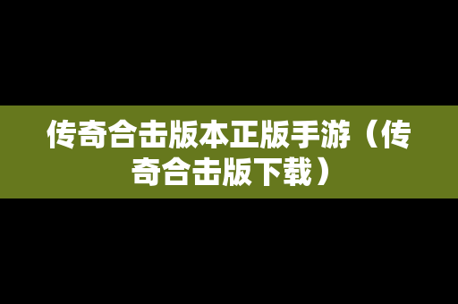 传奇合击版本正版手游（传奇合击版下载）