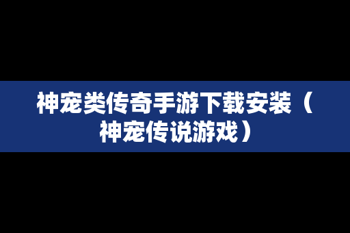 神宠类传奇手游下载安装（神宠传说游戏）