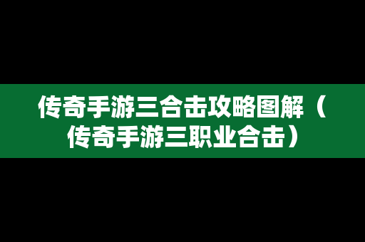 传奇手游三合击攻略图解（传奇手游三职业合击）