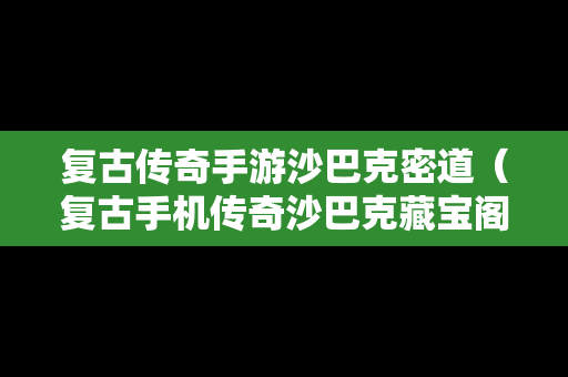复古传奇手游沙巴克密道（复古手机传奇沙巴克藏宝阁怎么进）