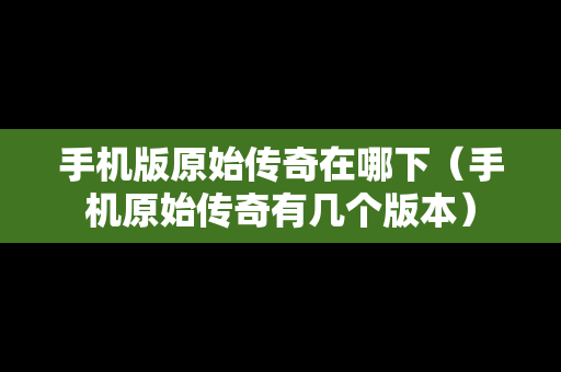 手机版原始传奇在哪下（手机原始传奇有几个版本）-第1张图片-传奇手游SF发布网