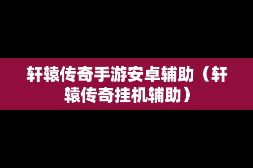 轩辕传奇手游安卓辅助（轩辕传奇挂机辅助）