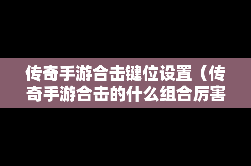 传奇手游合击键位设置（传奇手游合击的什么组合厉害）