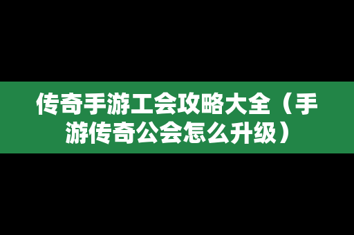 传奇手游工会攻略大全（手游传奇公会怎么升级）