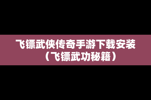 飞镖武侠传奇手游下载安装（飞镖武功秘籍）