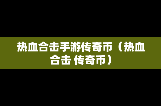 热血合击手游传奇币（热血合击 传奇币）