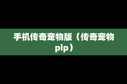 手机传奇宠物版（传奇宠物pip）