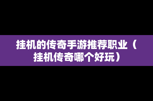 挂机的传奇手游推荐职业（挂机传奇哪个好玩）