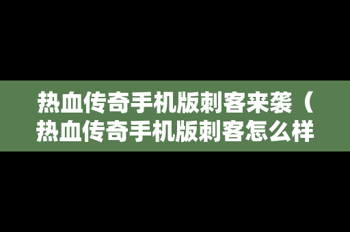热血传奇手机版刺客来袭（热血传奇手机版刺客怎么样）