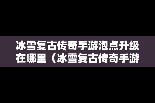 冰雪复古传奇手游泡点升级在哪里（冰雪复古传奇手游怎么快速升级）