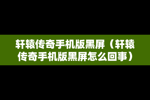 轩辕传奇手机版黑屏（轩辕传奇手机版黑屏怎么回事）